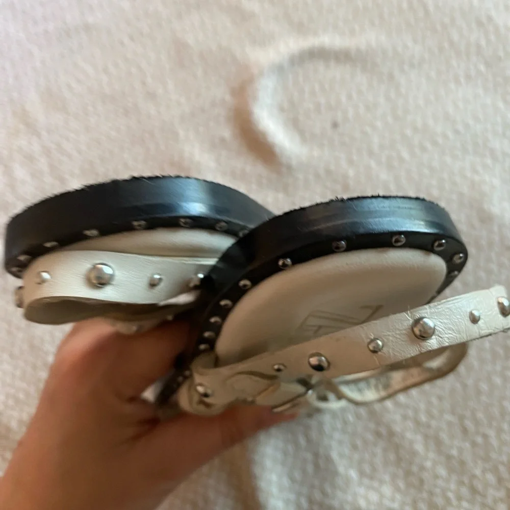 Zara Cream white leather summer Kids White Studded Sandals EU 30 (US 12) - Picture 4 of 5